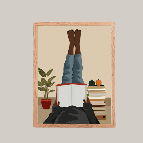 African American Boho Wall Art – Black Women Reading Book Canvas Art