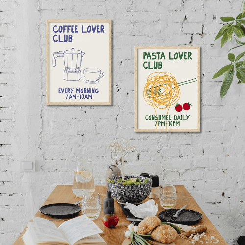 Coffee Lover Framed Wall Art – Hand Drawn Moka Pot Canvas Art