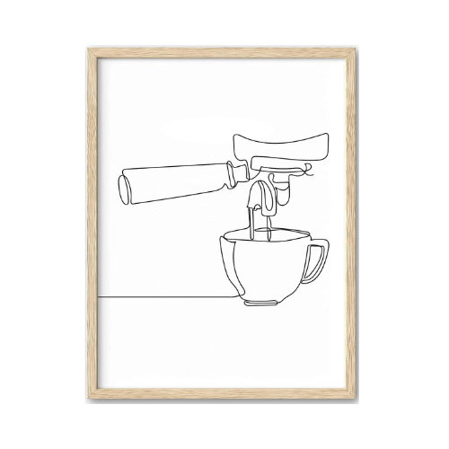 Coffee Line Art Framed Wall Art – Minimalist Coffee Cup Canvas Art